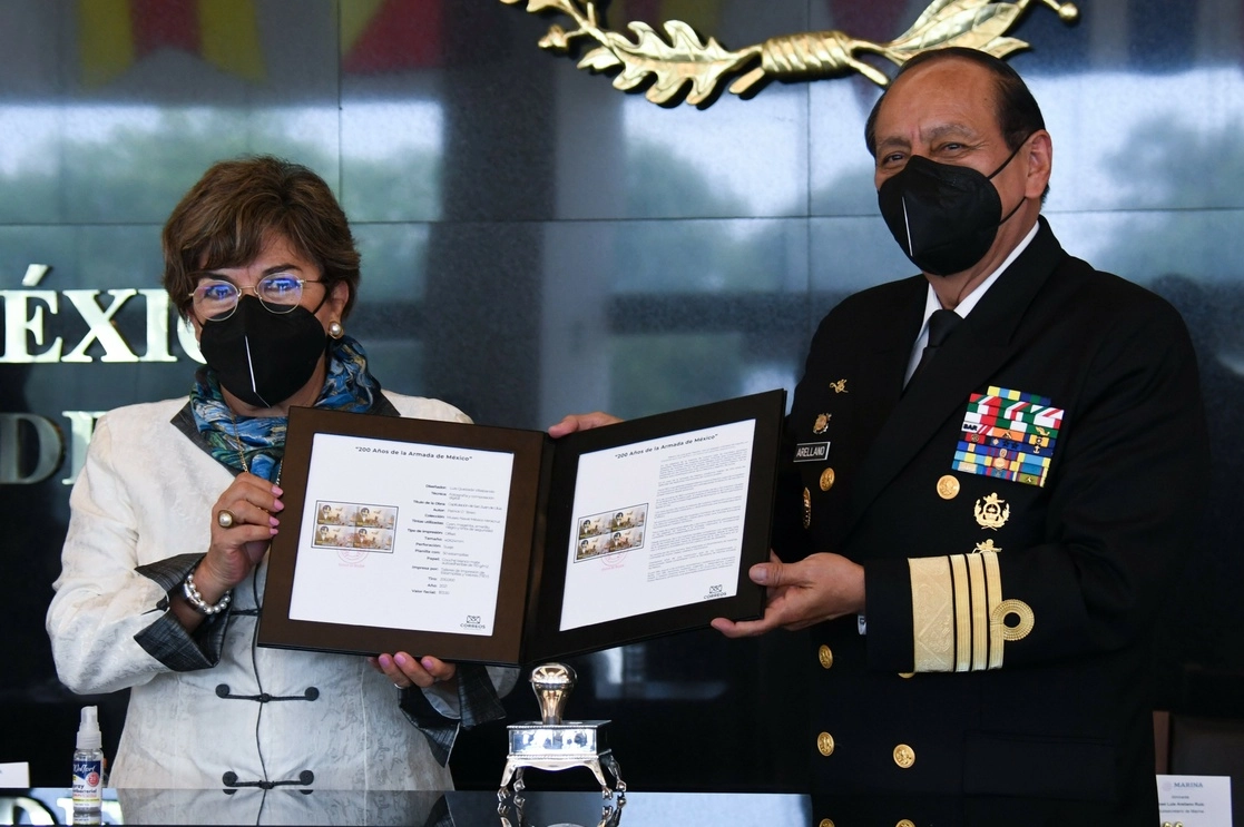 Como parte de los actos conmemorativos del Bicentenario de la Armada de México, la Secretaría de Marina y el Servicio Postal Mexicano-Sepomex cancelaron la emisión de la estampilla postal conmemorativa “200 años de la Armada de México”. Foto tomada de la cuenta de Twitter @SEMAR_mx