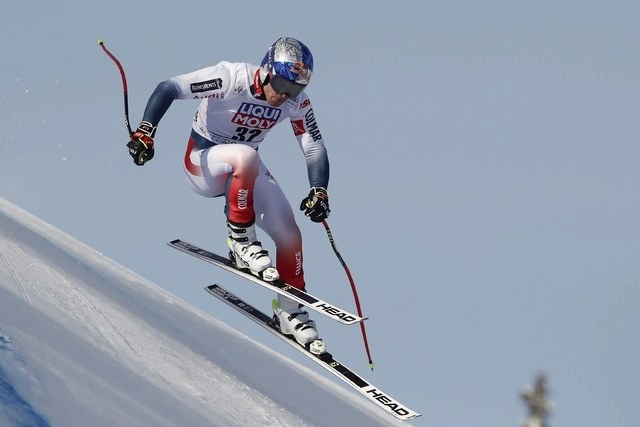 El francés Alexis Pinturault entrena para la prueba de descenso rumbo a la Copa del Mundo de esquí alpino en Kvitfjell, Noruega. Foto Ap