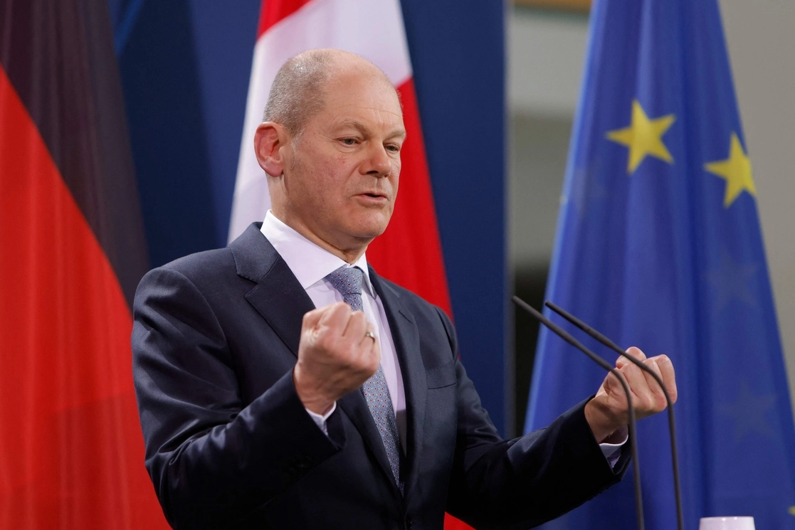 Olaf Scholz, canciller de Alemania, durante una rueda de prensa en Berlín, el 9 de febrero de 2022. Foto Afp