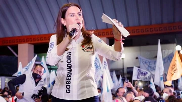 Carolina Viggiano Austria, candidata  de la coalición formada por el PAN, PRI y PRD a la gubernatura de Hidalgo. Foto   La Jornada 