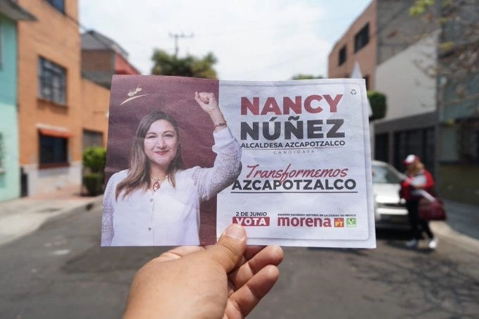 La candidata de Morena a la alcaldía de Azcapotzalco denunció diversos delitos electorales de funcionarios. Foto @NancyNunezmx 