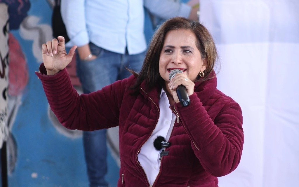 Alma Alcaraz Hernández, precandidata de Morena a la gubernatura
 de Guanajuato. Foto Carlos García