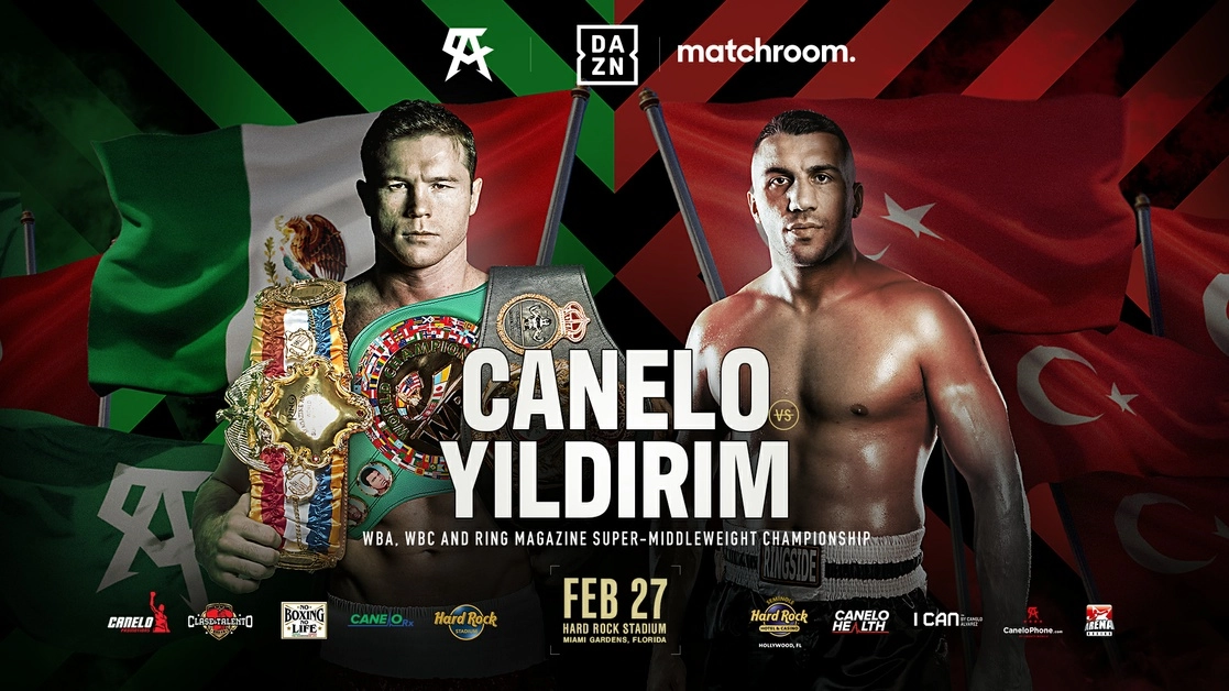 "Este próximo 27 de febrero en el Hard Rock Stadium de Miami, FL, estaré exponiendo todos mis títulos frente a Avni Yildirim", informó ‘Canelo’ Álvarez. Imagen tomada del Twitter de @Canelo