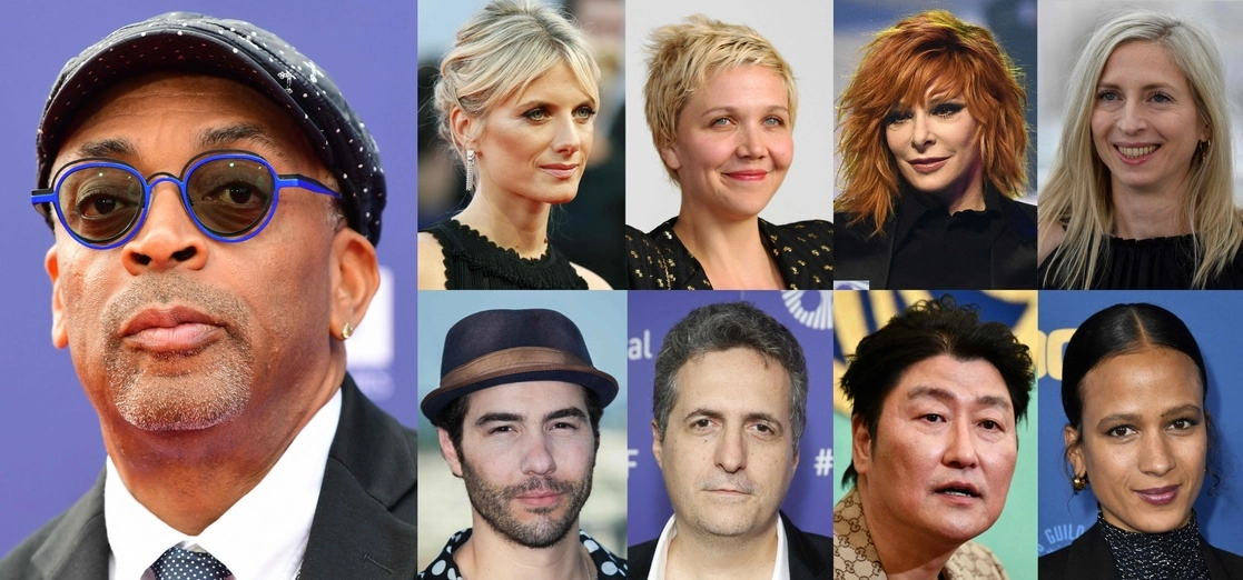 (De izq. de arriba hacia abajo) El cineasta Spike Lee, las actrices Melanie Laurent y Maggie Gyllenhaal, la cantante francesa Mylene. Farmer, la directora de cine austriaca Jessica Hausner, el actor francés Tahar Rahim, el director brasileño Kleber Mendonca Filho, el actor de South-Coreen Song Kang-ho y el director de cine francés Mati Diop, forman el jurado de la edición 74a Festival de Cine de Cannes 2021. Foto Afp