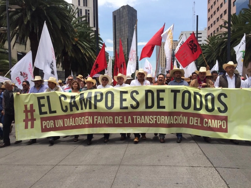 Integrantes del Congreso Agrario Permanente durante una protesta en imagen de archivo. Foto tomada de redes sociales