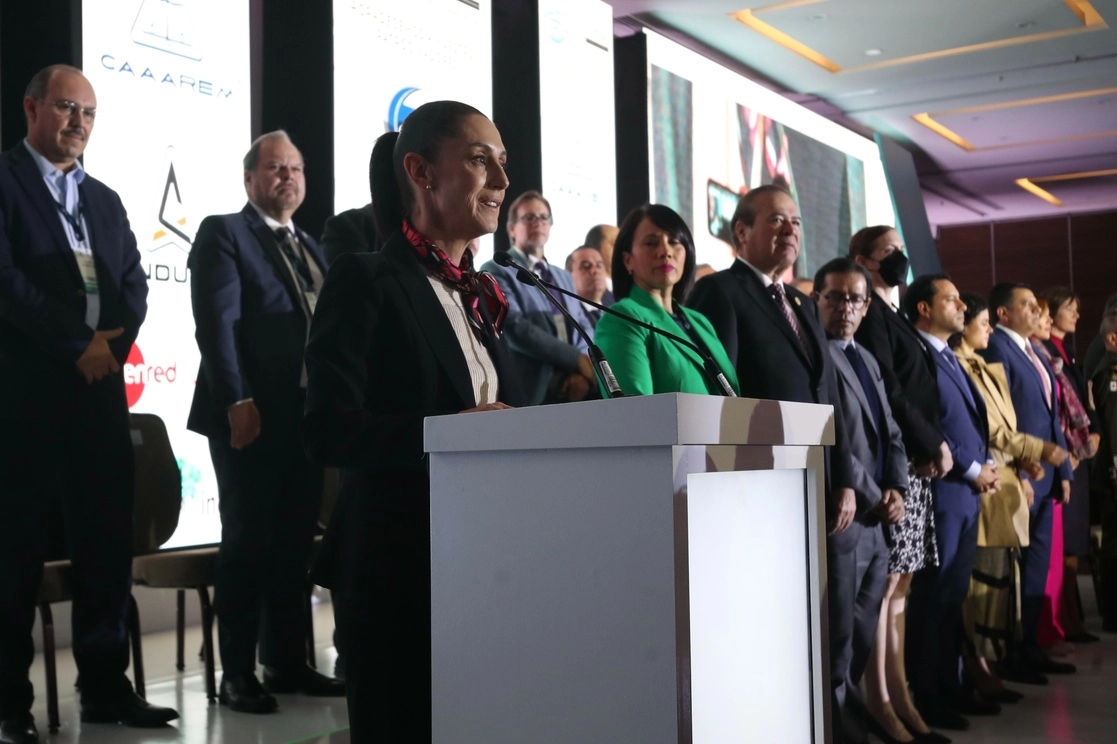 La gobernante, Claudia Sheinbaum, habló ante empresarios e invitados especiales en la reunión de la Index 2022.Foto Yazmín Ortega Cortés
