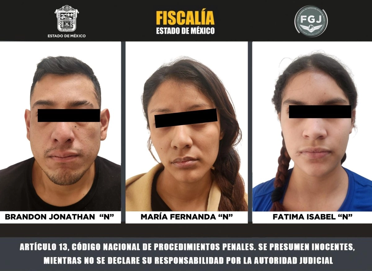 Elementos de la Fiscalía Edomex cumplimentaron orden de aprehensión en reclusión en contra de Brandon Jonathan “N”, Fátima Isabel “N” y María Fernanda “N”. Imagen tomada de la cuenta de X 