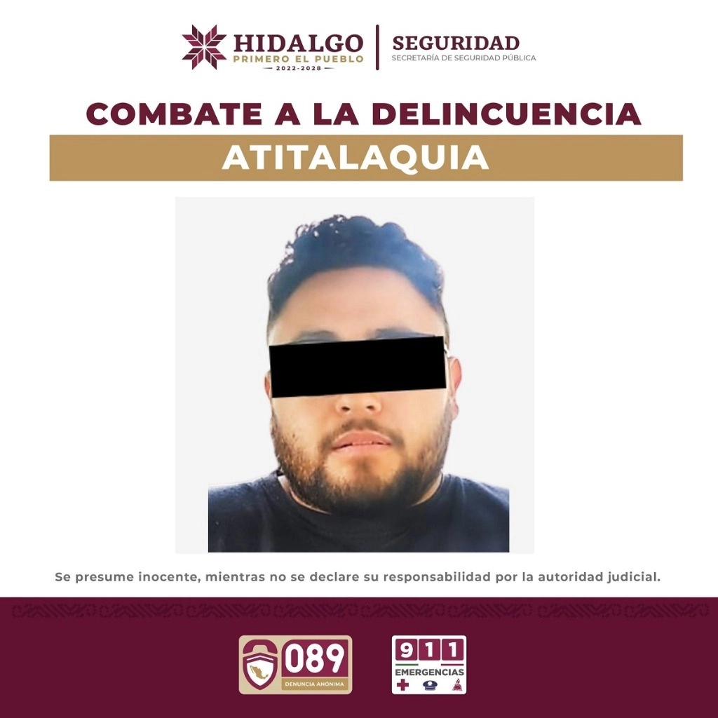 ‘El Chelelo’ fue detenido en el municipio de Atitalaquia, Hidalgo, en un operativo conjunto de la Policía Estatal y la PGJ. Foto Tomada de https://www.facebook.com/SeguridadPublicaHGO/

