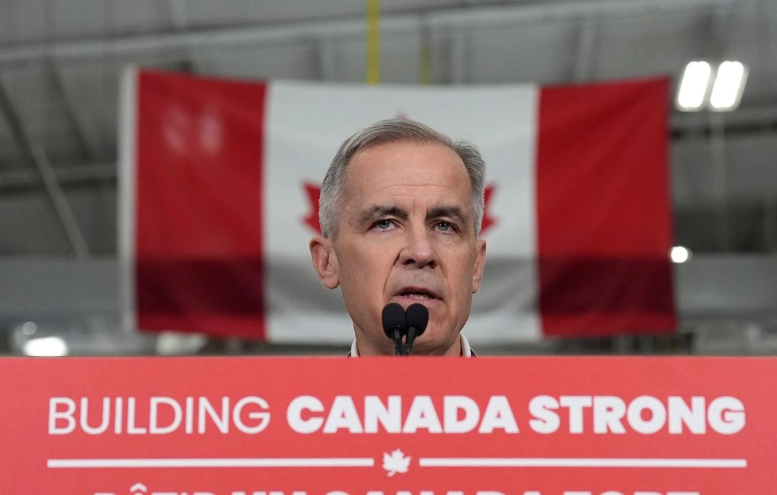 El primer ministro canadiense, Mark Carney, durante un evento en Winnipeg, el 1 de abril de 2025. Foto Adrian Wyld / The Canadian Press vía 