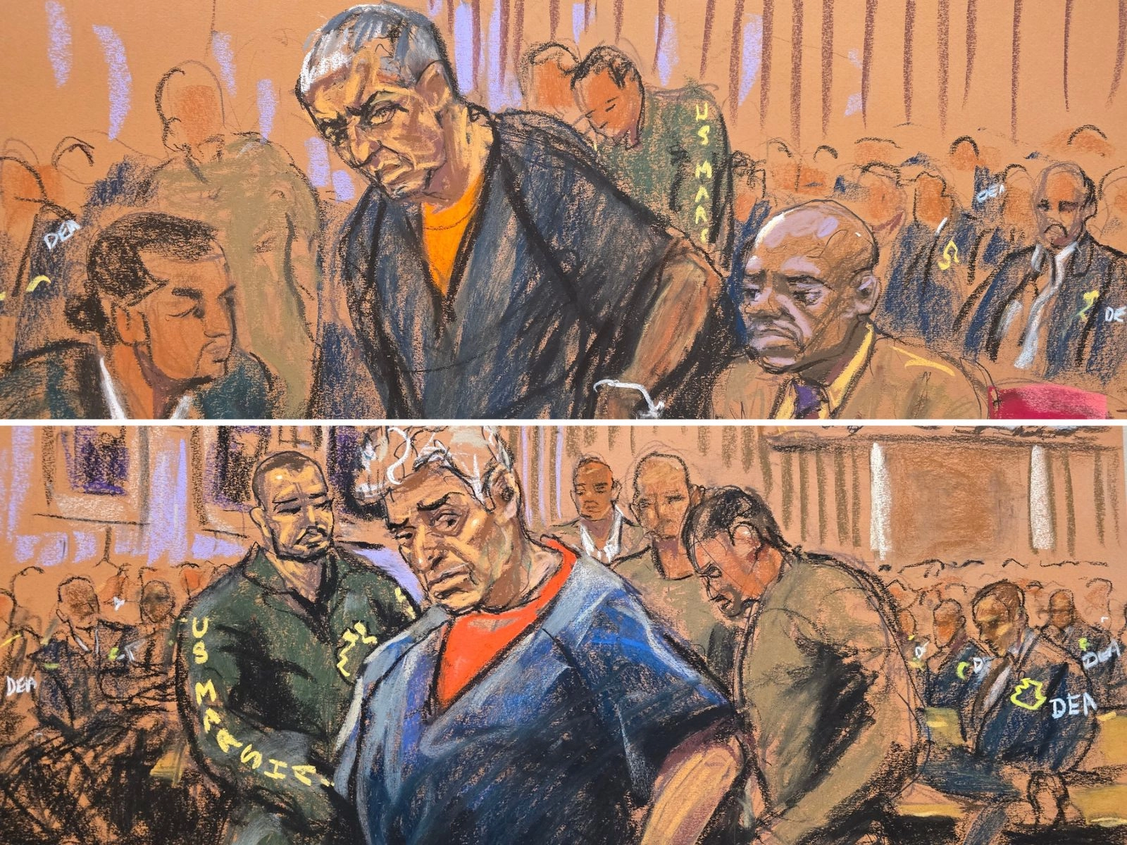 Los cabecillas Vicente Carrillo Fuentes (arriba) y Rafael Caro acudieron ayer a la presentación de cargos en un tribunal federal en Brooklyn. Foto 