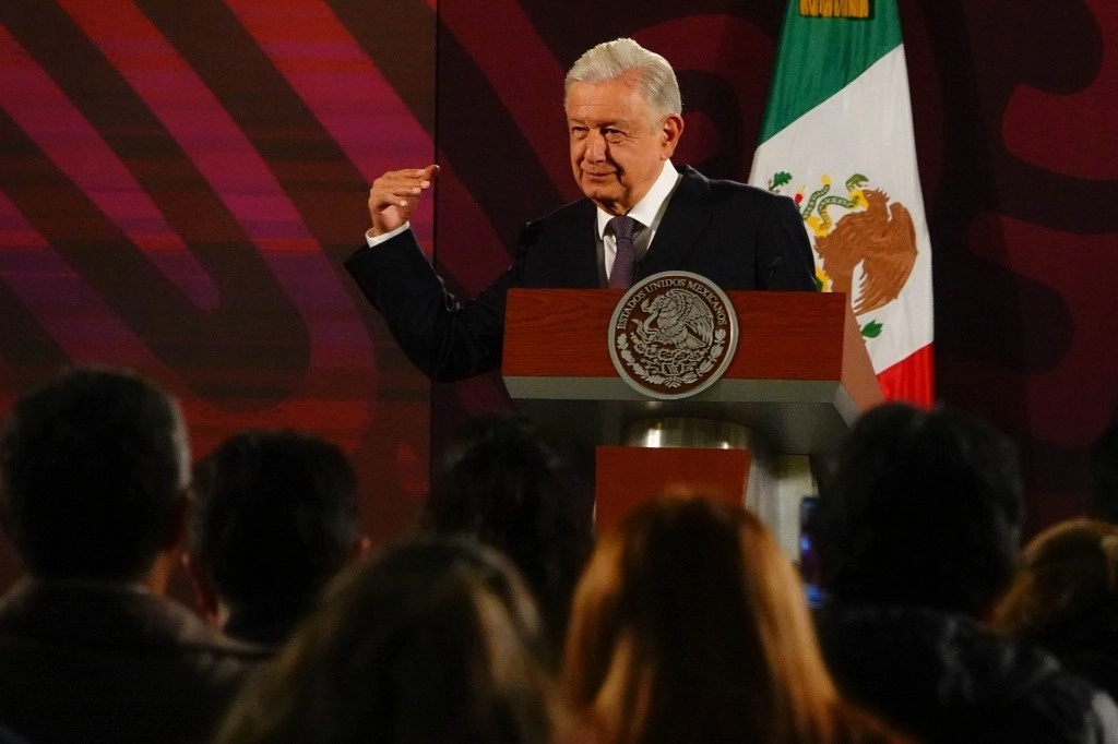 El presidente López Obrador, durante su conferencia desde Palacio Nacional. Foto Cuartoscuro 