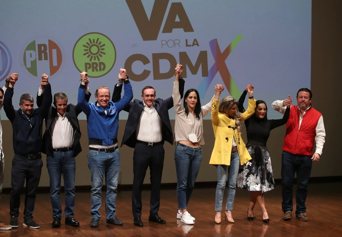 En conferencia de prensa, la coalición Va por México declaró antier los ganadores de la elección. Foto María Luisa Severiano
