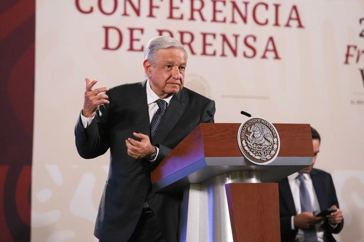 El presidente de México, Andrés Manuel López Obrador, durante su conferencia matutina en Palacio Nacional, en la Ciudad de México, el 24 de julio de 2023. Foto Pablo Ramos