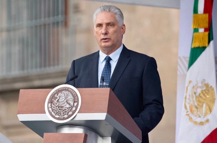 El presidente de Cuba, Miguel Díaz-Canel, estuvo presente en en el acto conmemorativo del inicio de la guerra de Independencia de México, en 2021. Foto Gobierno de México / archivo 