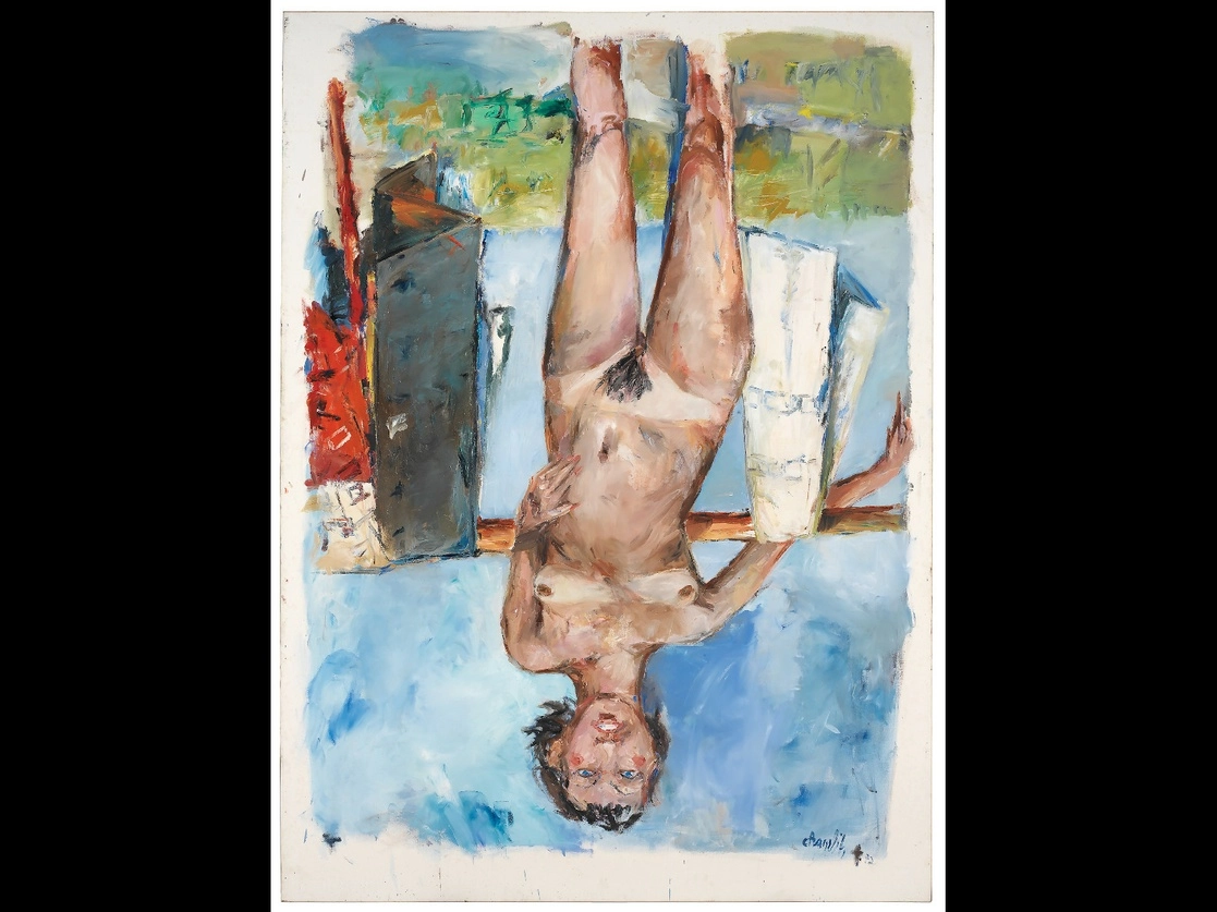 A partir de los años 70, Georg Baselitz creó varias de sus obras al revés para alejarse de la abstracción pura. En la imagen, ‘Finger Painting – Female Nude’ (1972), lienzo incluido en una de las exposiciones que se realizarán en Viena. Foto Humlebaek, Louisiana Museum of Modern Art. Donación: Georg Baselitz © Georg Baselitz 2023