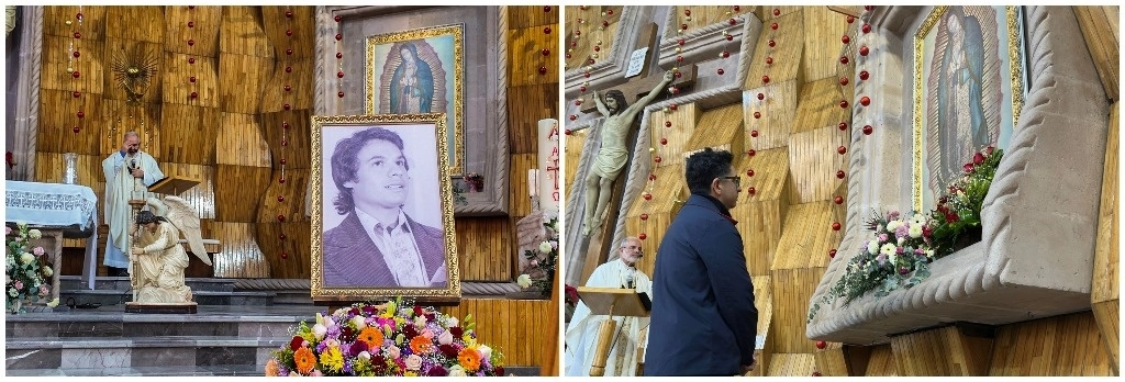 Aspectos de la misa dedicada a ‘El Divo de Juárez’, en el Santuario de San Lorenzo. Foto Abelardo Favila y Jesús Ochoa 