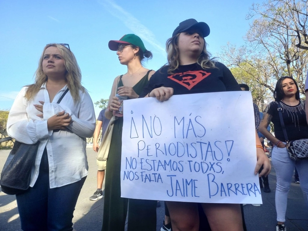 Durante una movilización realizada en Guadalajara, Jalisco, horas antes de que apareciera con vida el periodista. Foto Cuartoscuro 