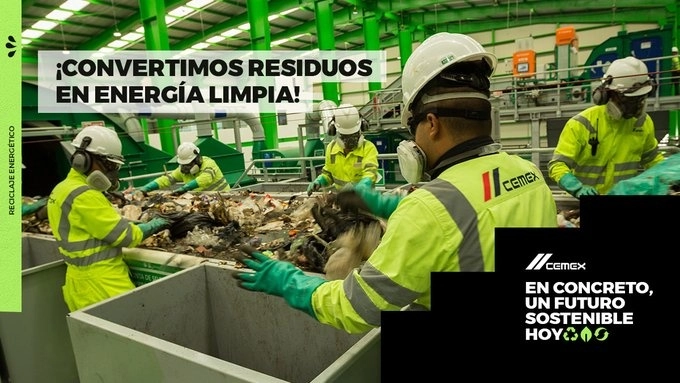 Reciclaje energético en una planta de Cemex. Foto de su cuenta de twitter