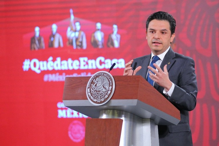Zoé Robledo en conferencia este viernes en Palacio Nacional. Foto Notimex