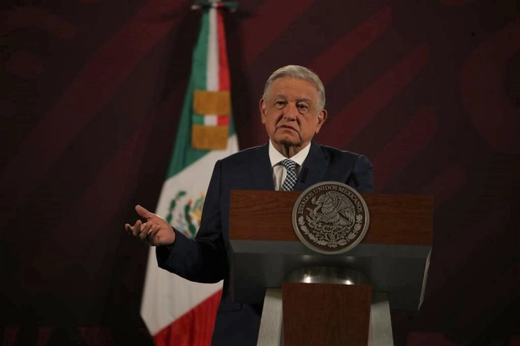 El presidente Andrés Manuel López Obrador durante su conferencia de prensa matutina en Palacio Nacional, en la Ciudad de México, el 11 de agosto de 2023. Foto Yazmín Ortega Cortés 