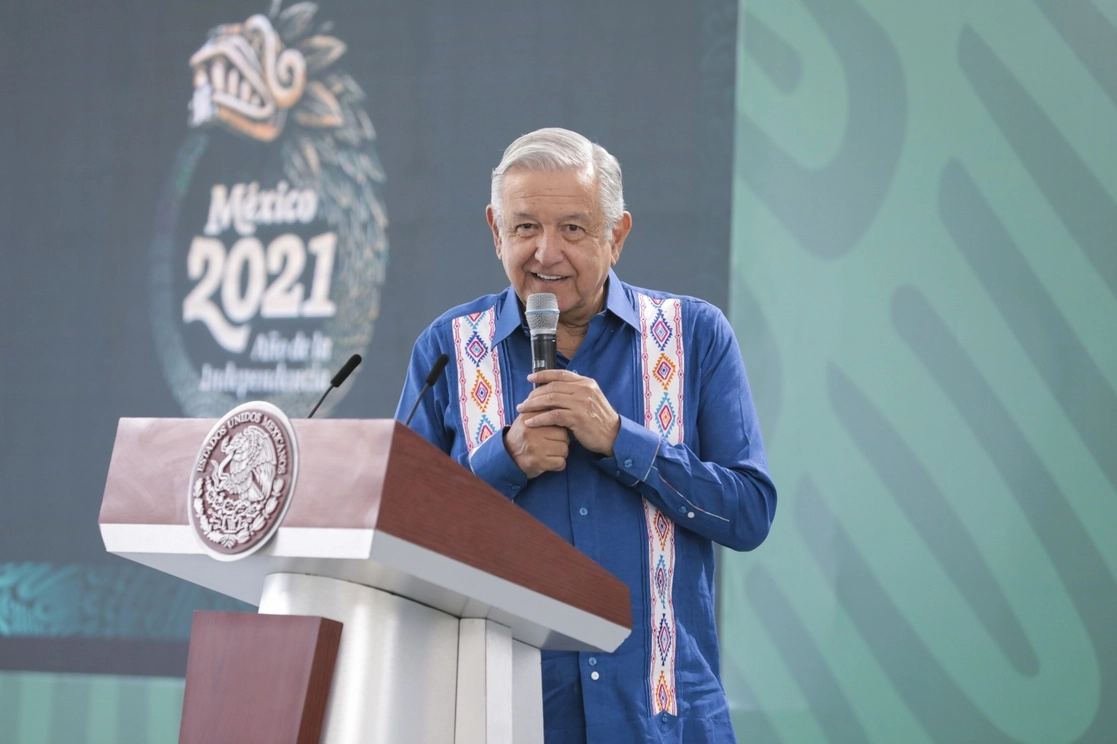 Durante la conferencia presidencial que este lunes se realiza desde Oaxaca. Foto cortesía Presidencia