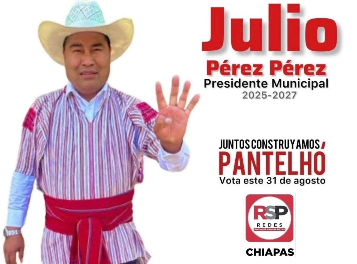 El candidato del partido Redes Sociales Progresistas Chiapas ganó las elecciones municipales extraordinarias de Pantelhó, con 4 mil 580 votos en la elección extraordinaria celebrada el domingo. Foto