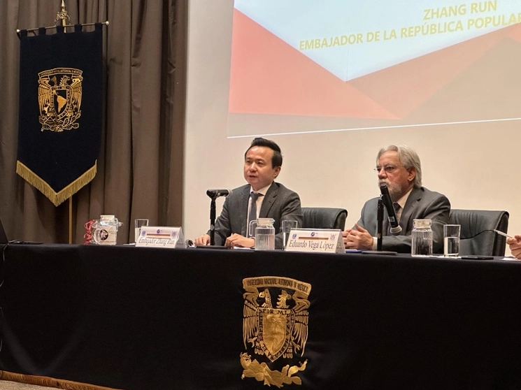La República Popular de China está dispuesta a incrementar efectivamente la importación de productos mexicanos de alta calidad, aseguró el embajador del país asiático en México, Zhang Run, el 20 de septiembre de 2023. Foto tomada de X @EmbChinaMex