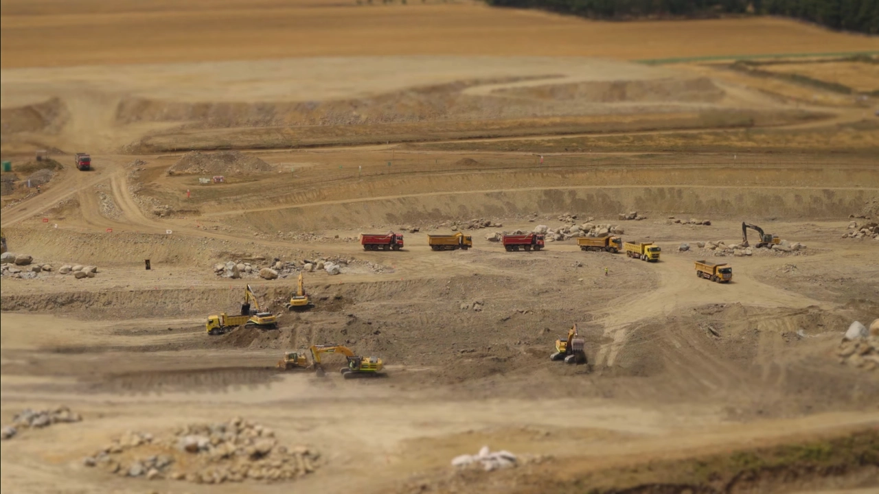 Obras de contrucción de la central hidroeléctrica Rulcahue. Imagen tomada de video compartido por 
