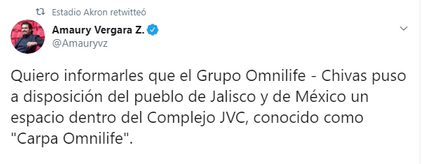 El presidente de Chivas de Guadalajara puso a disposición las instalaciones del equipo ante la contingencia sanitaria. Foto @Amauryvz