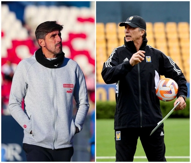 Los técnicos Veljko Paunovic, de los rojiblancos, y Robert Dante Siboldi, de los felinos, afianzaron a sus equipos en la recta final del torneo y hoy esperan cada uno la consagración. Foto @Chivas y @TigresOficial 