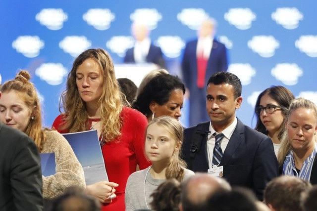 Donald Trump y Greta Thunberg expusieron sus posturas radicalmente opuestas sobre el cambio climático en el foro de Davos. Foto Ap 