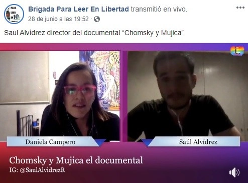 Saúl Alvídrez, durante la charla virtual organizada por Brigada Para Leer En Libertad. Imagen tomada de la transmisión en directo 