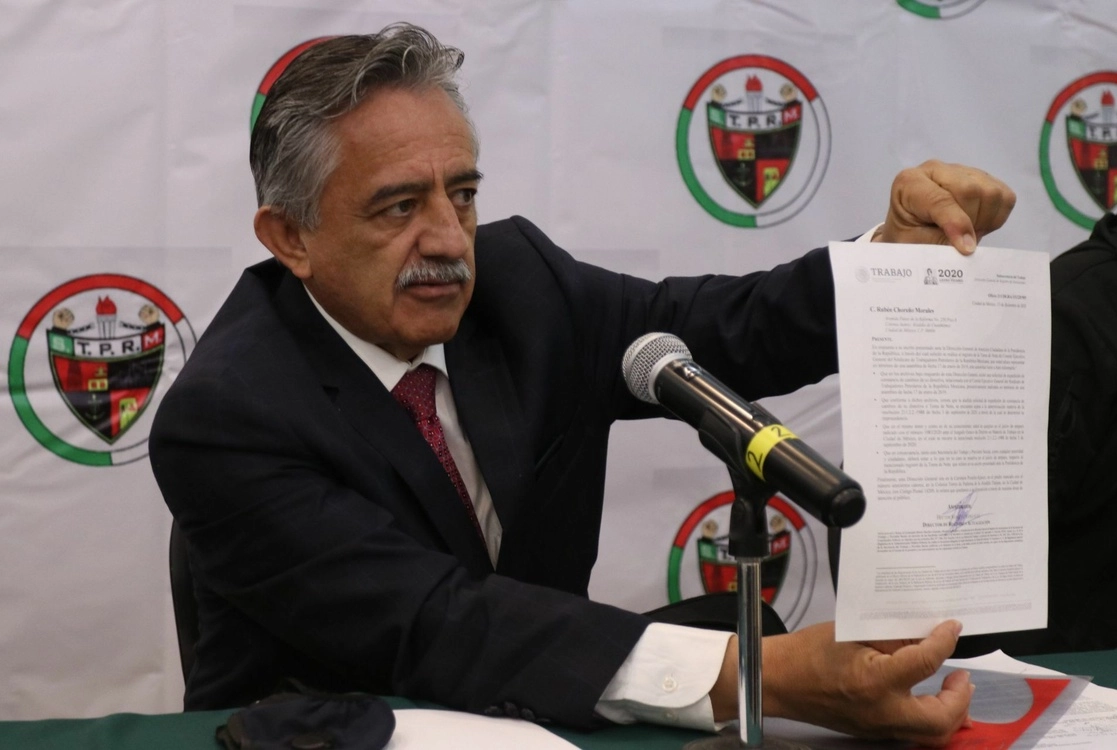 Rubén Choreño Morales, Secretario General Electo del Sindicato de Trabajadores Petroleros de la República Mexicana (STPRM), en conferencia de prensa, el 9 de septiembre de 2021. Foto Cuartoscuro 