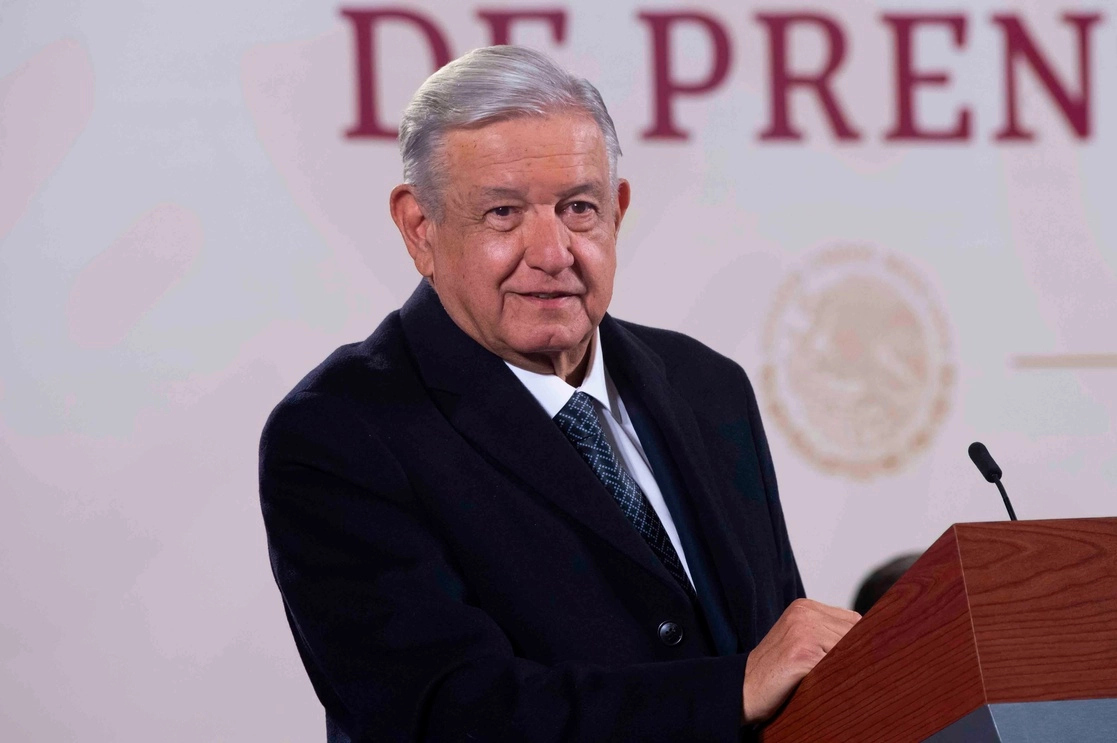 El presidente López Obrador, durante su conferencia de esta mañana de lunes 23 de enero. Foto Presidencia 