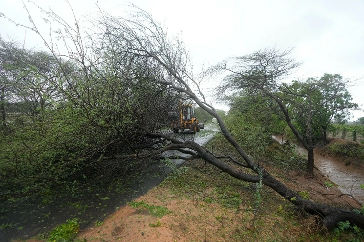 El ciclón ‘Biparjoy’ tocó tierra ayer en el oeste de India, en un momento en el que más de 175 mil personas fueron desalojadas por temor de que la tormenta provoque una "destrucción total". Foto Ap