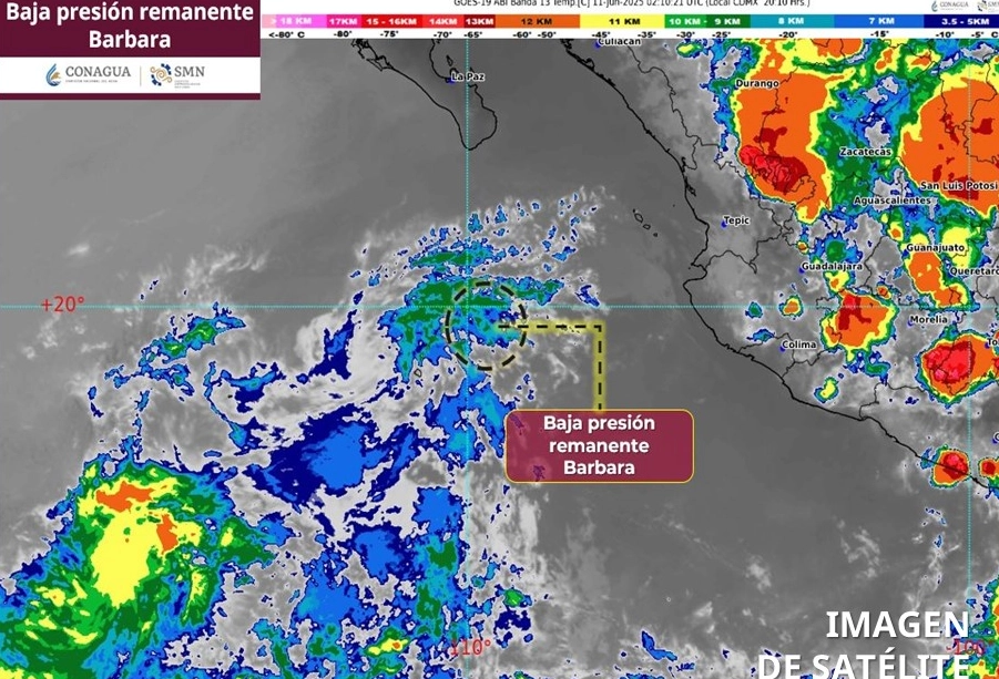 Barabara presenta vientos máximos sostenidos de 45 km/h. Imagen 