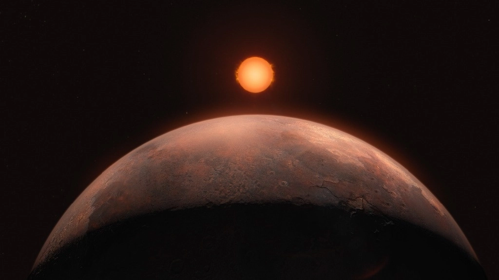 El planeta confirmado, llamado Barnard b, tiene un diámetro previsto de unas tres cuartas partes del de la Tierra, es decir, unos 9 mil 700 km. Imagen del 1 de octubre de 2024. Foto Handout / Observatorio Europeo Austral / Afp