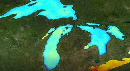 En la imagen, los Grandes lagos laurentianos, situados entre Canadá y EU. Foto MTRI
