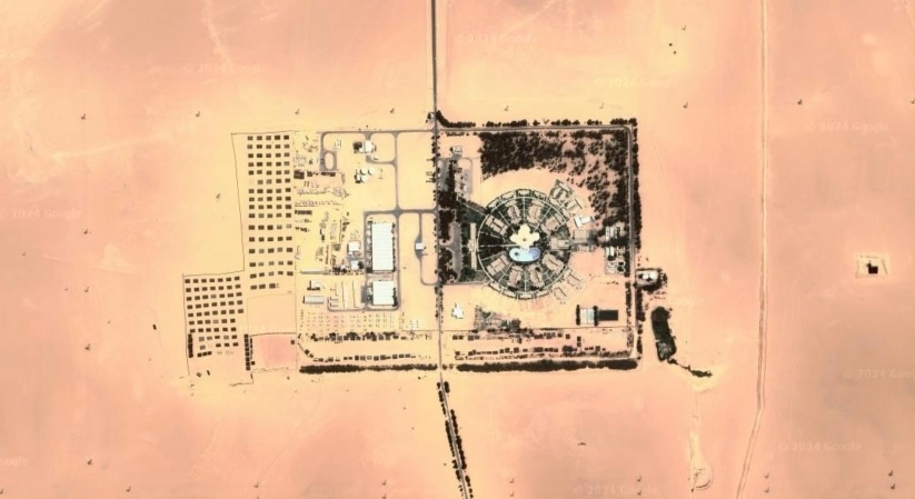 Gasolinera Sharara, en la región de Taramhe, Libia. Foto Google Earth   