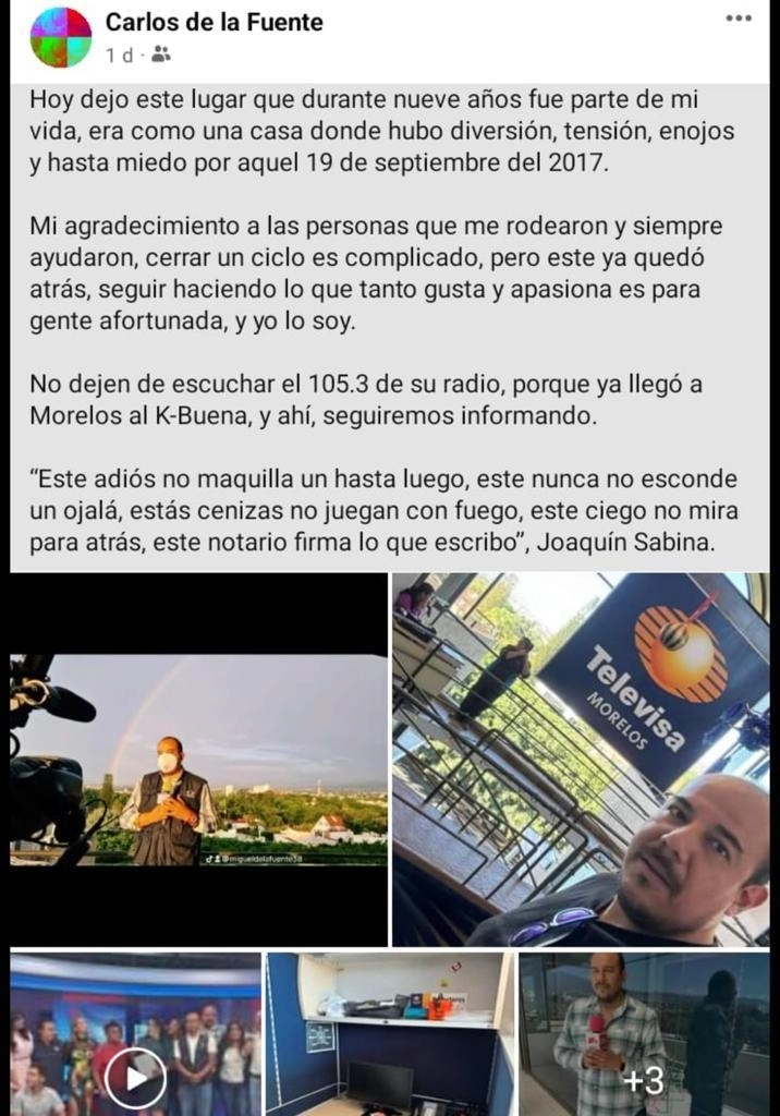 A través de sus redes sociales, reporteros y trabajadores de la televisora dieron a conocer el cierre. Foto tomada de Facebook.