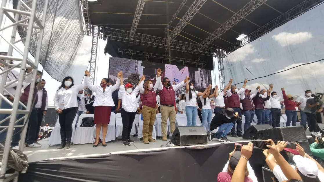 Cierre de campaña de Xóchitl Flores, aspirante de Morena a la presidencia municipal de Chimalhuacán. Foto La Jornada 
