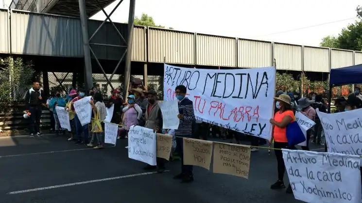 Imagen del bloqueo en Tlalpan Foto Elba Mónica Bravo