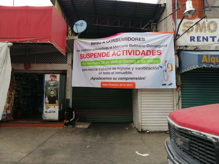 El mercado Belisario Domínguez será sanitizado durante su cierre temporal. Foto Javier Salinas Cesáreo