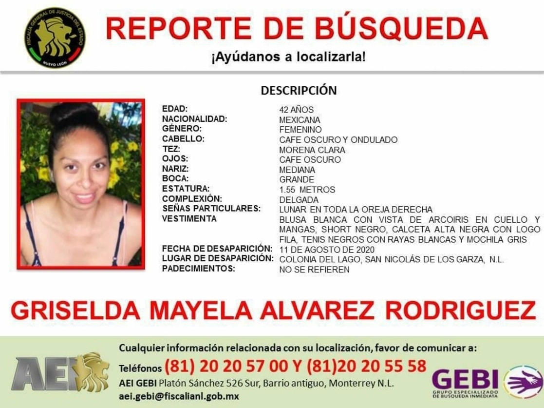 Ficha del reporte de búsqueda de Griselda Mayela Álvarez Rodríguez, trabajadora de CIESAS, quien desapareció hace medio año. Foto tomada de Twitter de @ciesas / Archivo