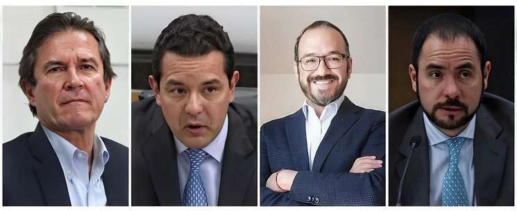 Edmundo Jacobo, Carlos Alberto Ferrer, Emilio Buendía y Gabriel Mendoza (de izquierda a derecha), además de Javier Naranjo, crearon Pénte + Soluciones, la polémica consultora. Foto Luis Castillo y tomadas de Internet / Archivo