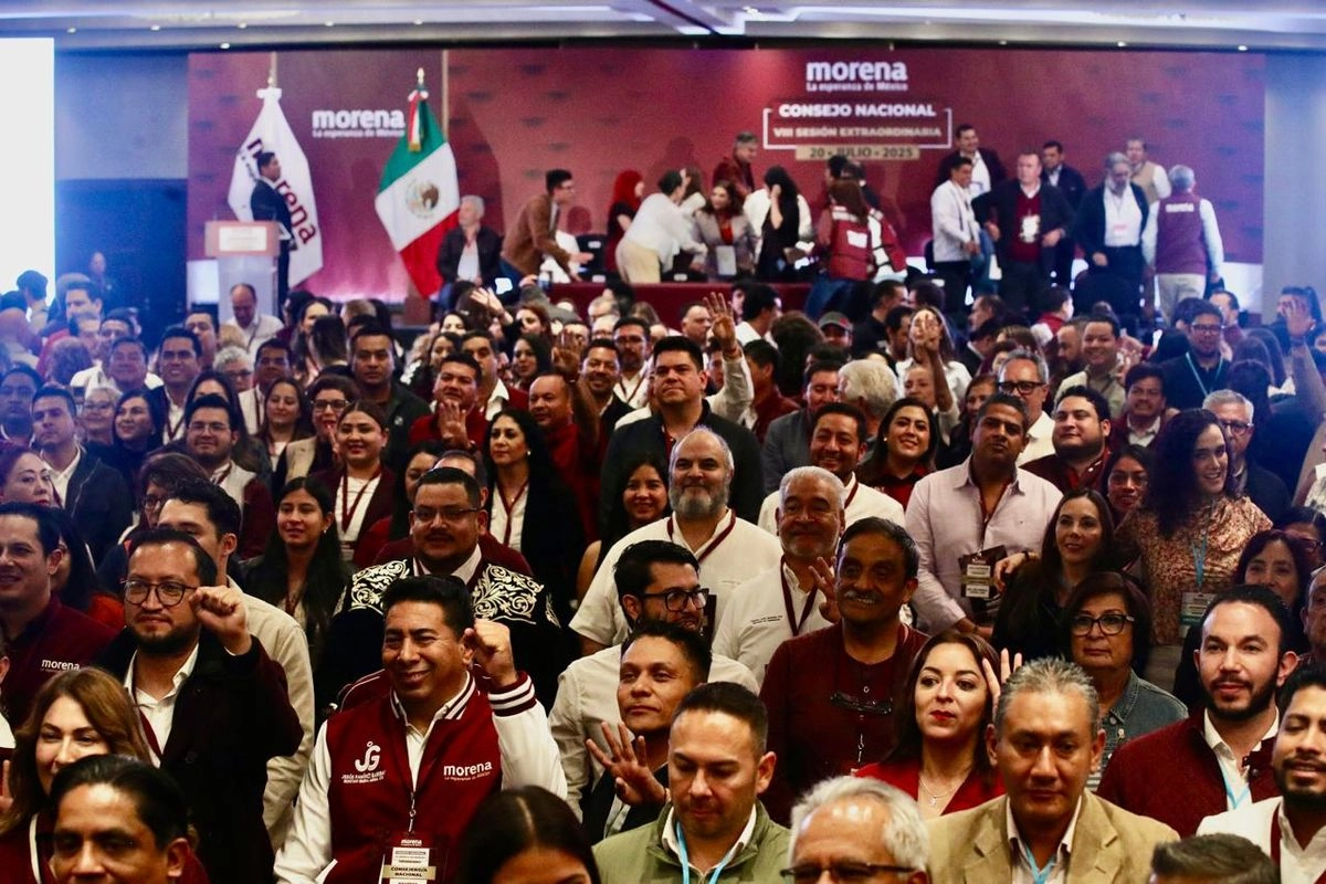 El Consejo Nacional VIII Sesión Extraordinaria del partido Morena en un hotel de la Ciudad de México. Foto 