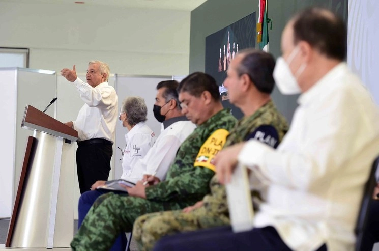 Conferencia presidencial realizada este jueves en Apodaca, Nuevo León. Foto Presidencia