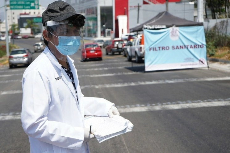 Filtro sanitario en Michoacán, en imagen del 21 de abril pasado. Foto Cuartoscuro