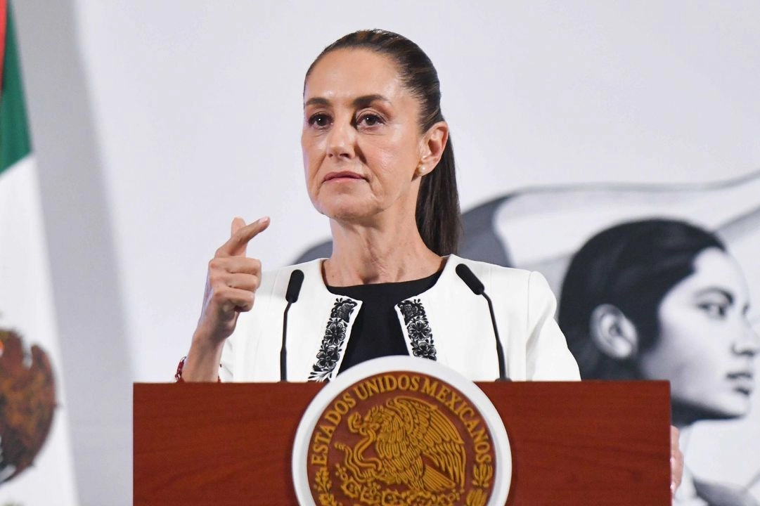 La presidenta Claudia Sheinbaum, durante su conferencia de este miércoles 19 de marzo de 2025 desde Palacio Nacional.
