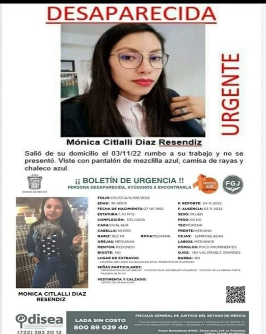 Ficha de búsqueda de Mónica Citlalli.